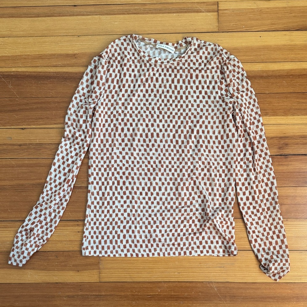 Ulla Johnson Clay Check Long Sleeve Blouse